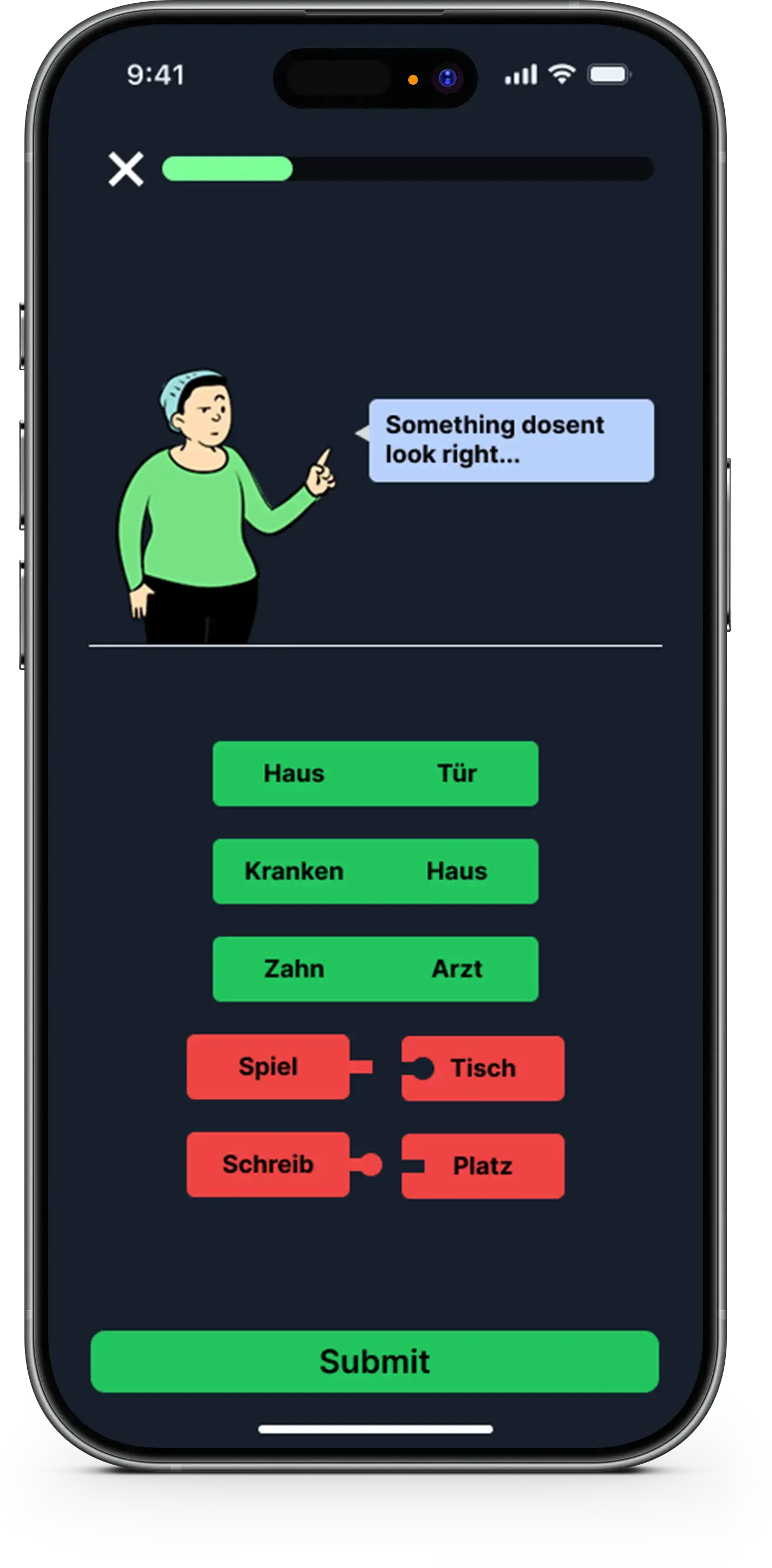 screenshot of application showing feedback system